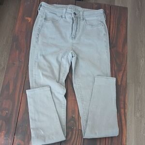 American Eagle Outfitters Green Skinny Jeans Womens Sz 4 Long Next Level Stretch